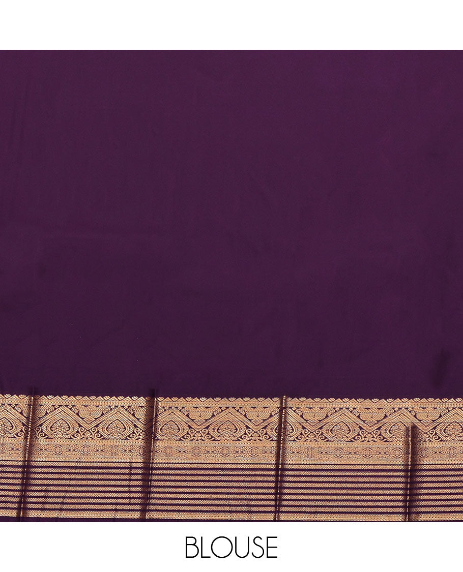 Red Budget Silk Saree, Delicately Woven with Zari Buttas All Over Its Body, Complemented by a Contrast Traditional Zari Design Border, Grand Jaal Pallu, and Paired with a Contrast Blouse