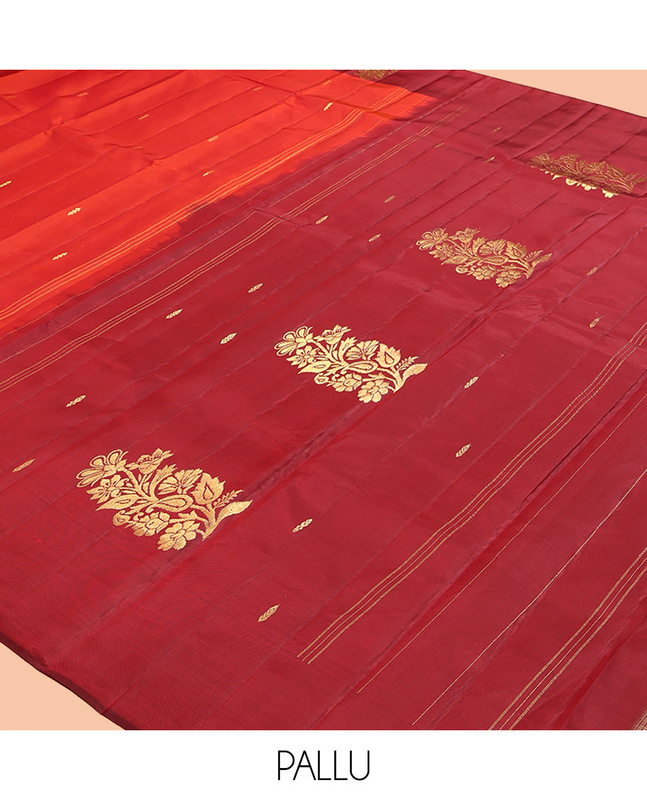 Red Kanchipuram Silk Saree Featuring Zari Buttas