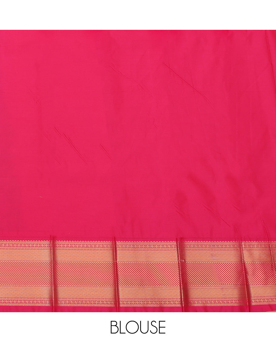 Blue Budget Silk Saree, Elevated with Zari Buttas, a Contrast Traditional Zari Border, Grand Pallu, and a Contrast Blouse