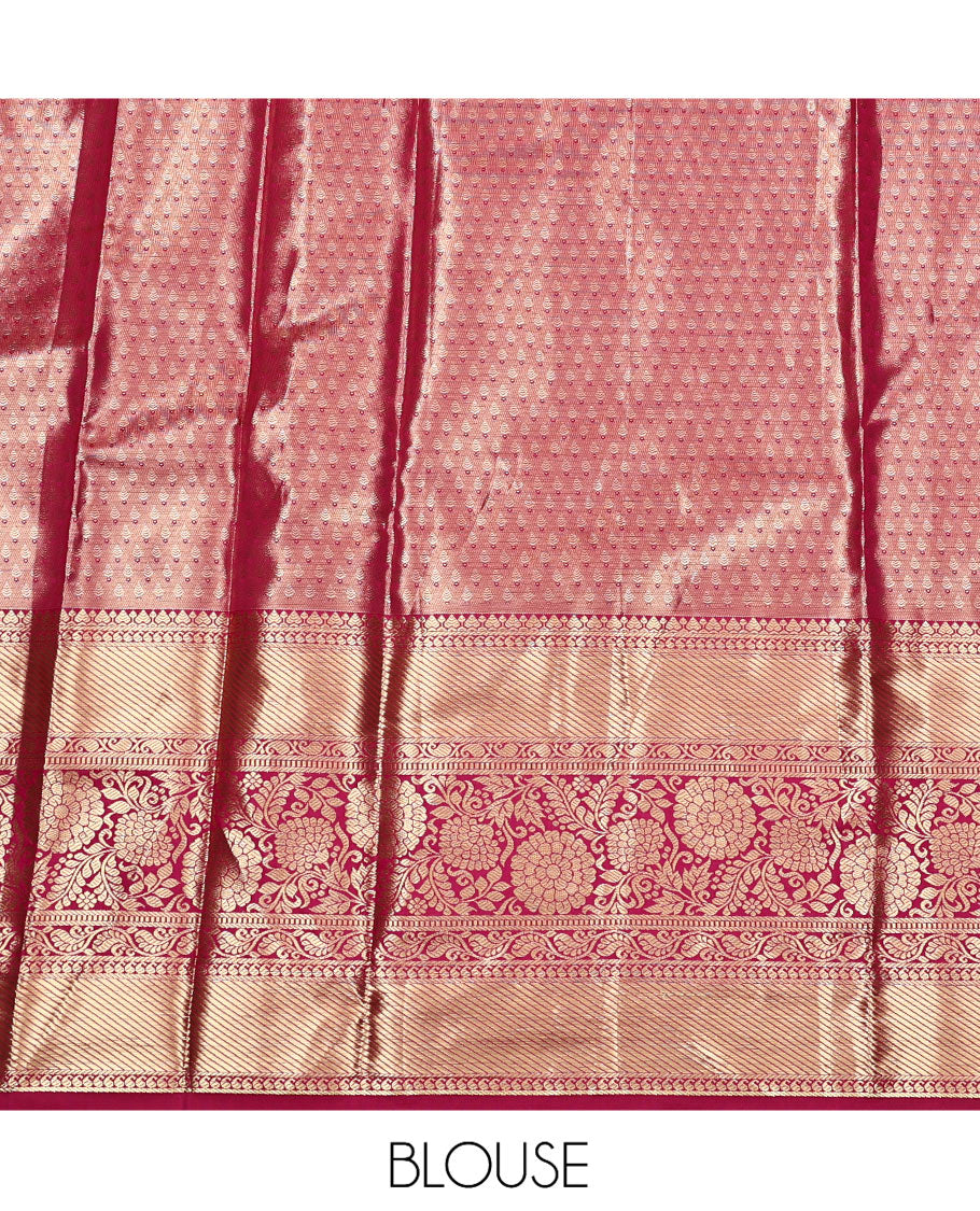 Blue Art Silk Half-Saree, Elegantly Highlighted with Jacquard Design, Contrast Traditional Zari Border, Paired with a Contrast Jacquard Blouse, and an Intricate Dhavani