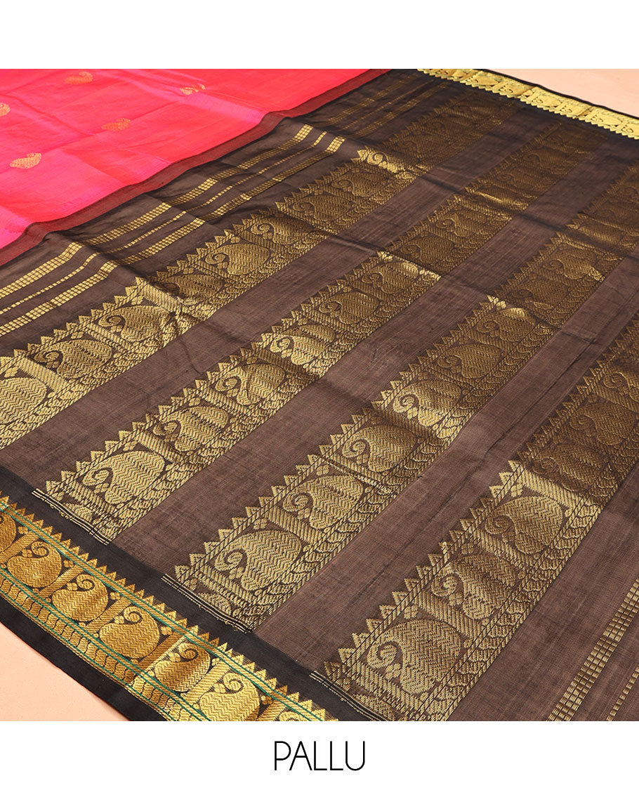 Pink Zari Butta Kuppadam Silk Saree