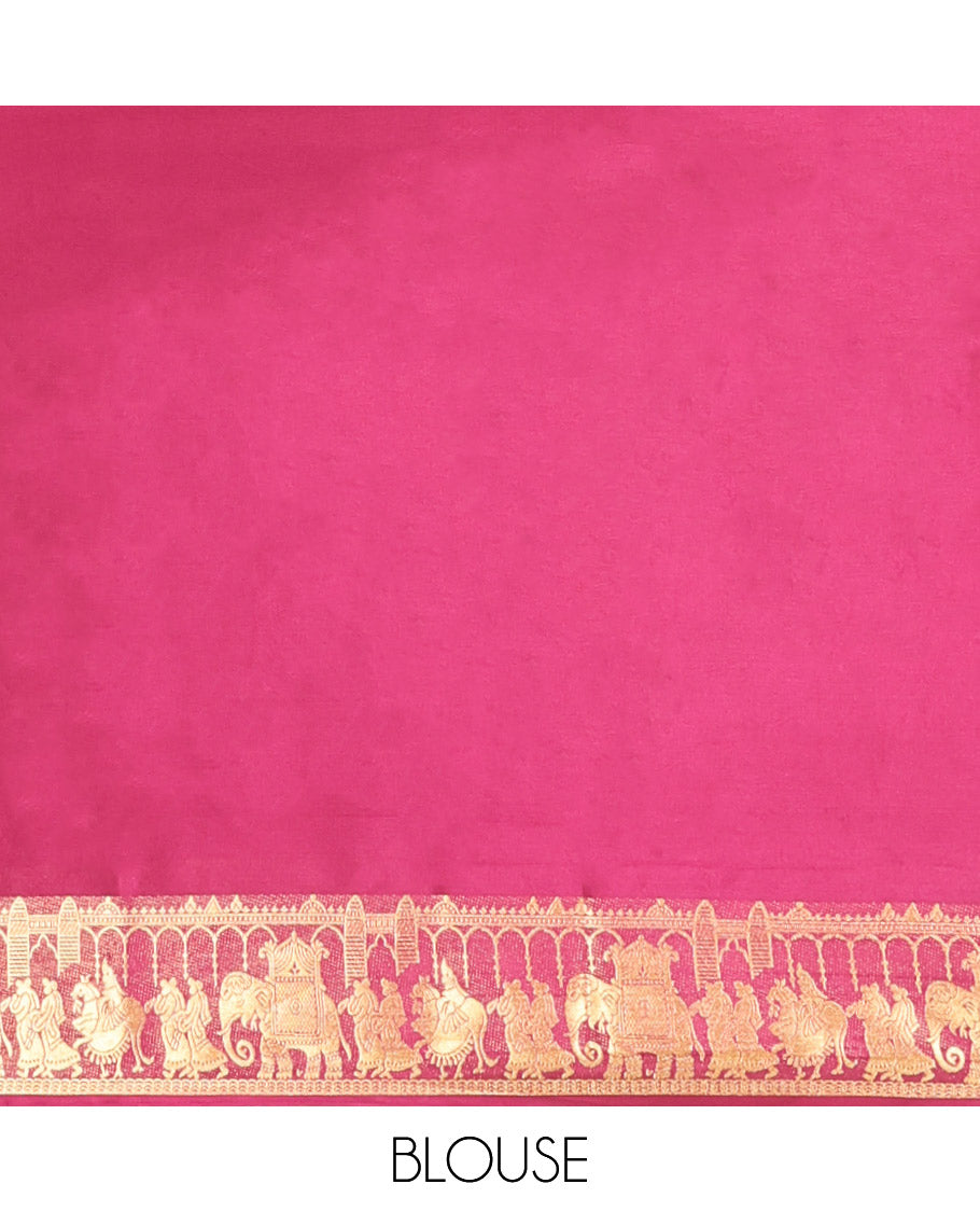 Wine Plain Semi-Mysore Saree, Zari Wedding-Themed Border, Zari Striped Pallu, Matching Blouse