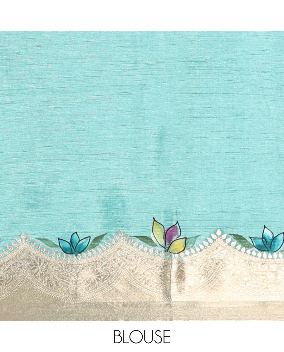 Sea Green Fancy Organza Saree