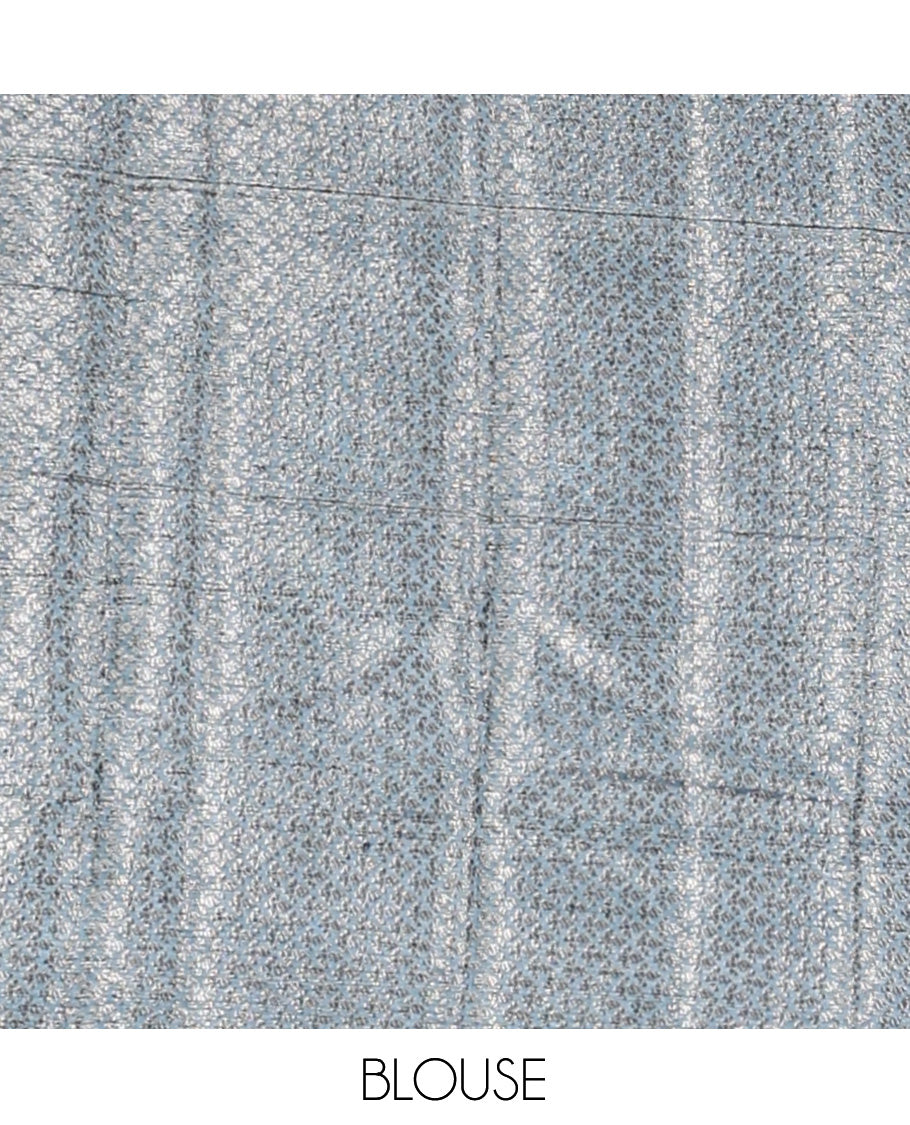 Blue Tussar Silk Saree, Finely Crafted with Zari Buttas and Stripes, a Piping Border, Jaal Pallu, and a Matching Blouse
