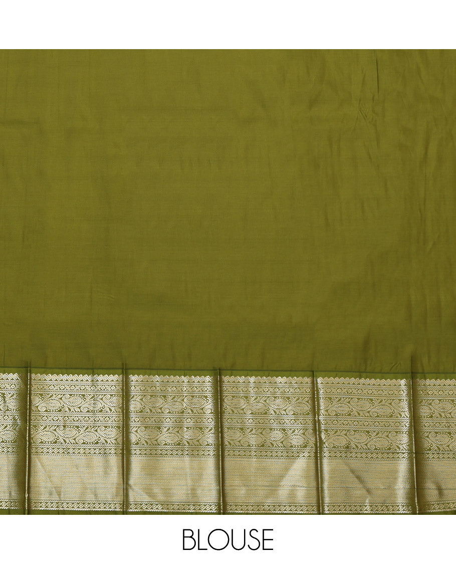 Blue Budget Silk Saree, Finely Crafted with Zari Buttas, Complemented by Contrast Traditional Zari Border, Grand Pallu, and a Contrast Blouse