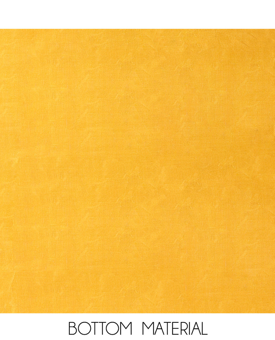 Yellow Material Chudidhar Set, Decked Up with Ajrakh Patch Work and Mirror Work, Vichitra Silk Top, Plain Santoon Bottom, and Chinon Silk Dupatta Featuring Intricate Ajrakh Prints