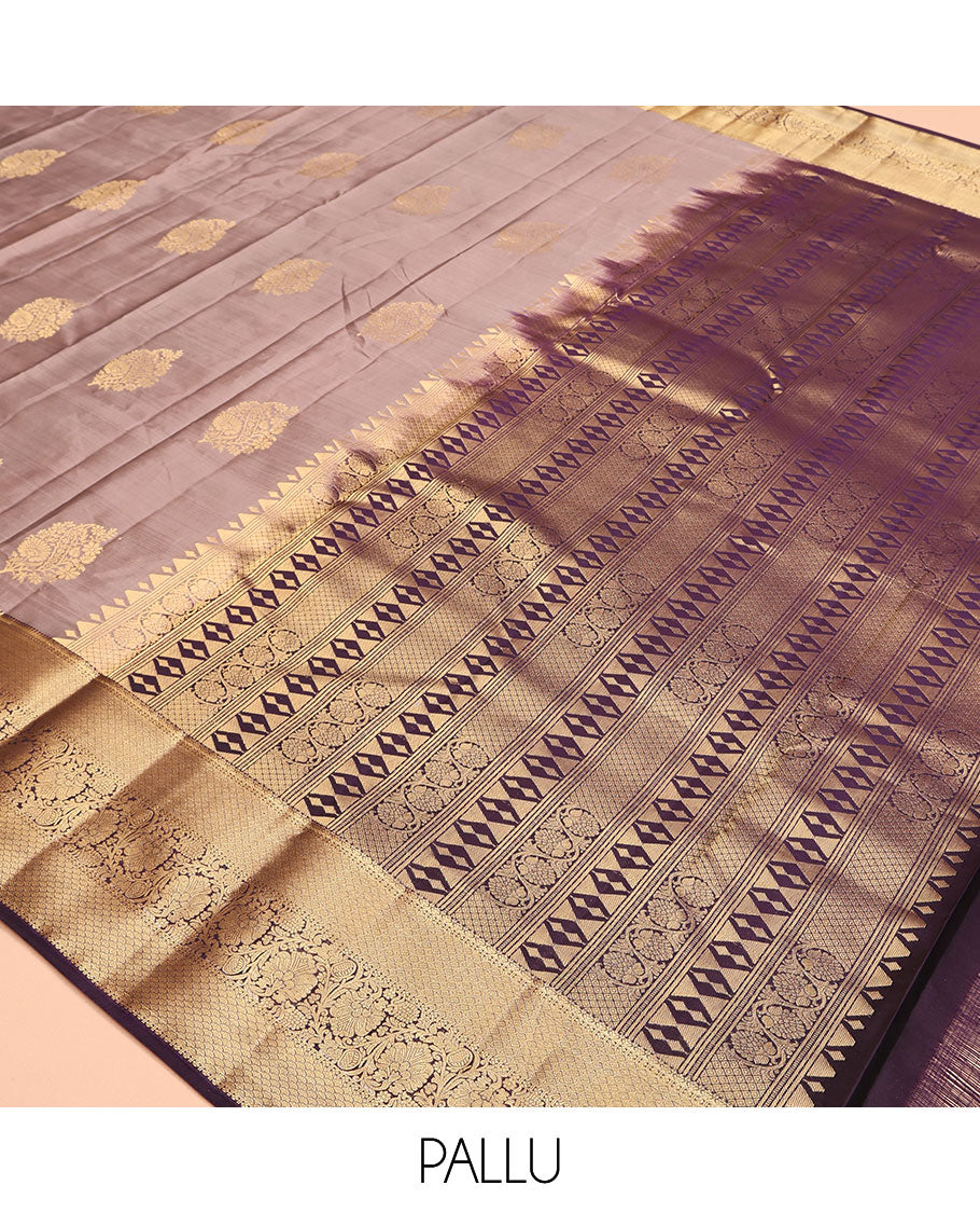Grey Vasundhara Lite Silk Mix Saree, Decked Up with Zari Buttas, a Contrast Traditional  Zari Design Border, Grand Pallu, and a Contrast Blouse