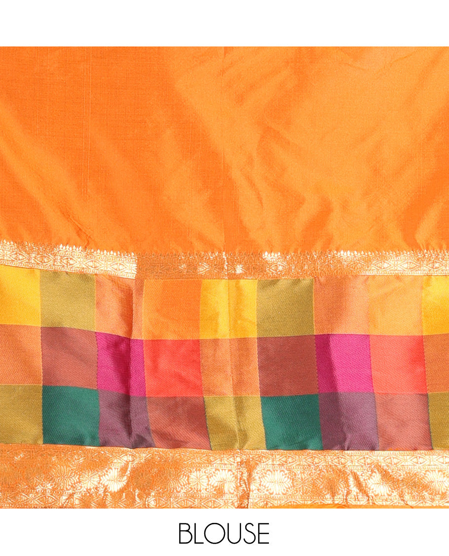 Rust Semi-Silk Half-Saree