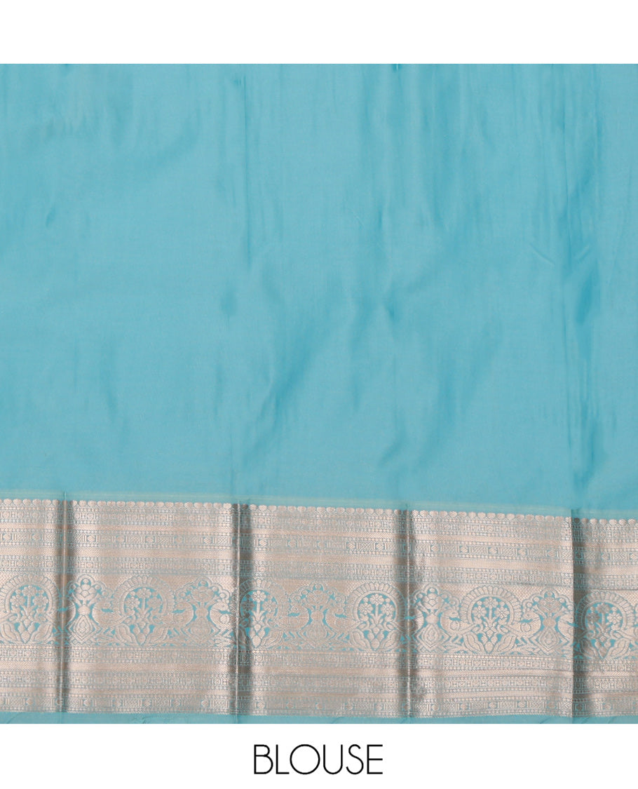 Maroon Budget Silk Saree, Elevated with Zari Buttas, a Contrast Traditional Border, Grand Pallu, and a Contrast Blouse