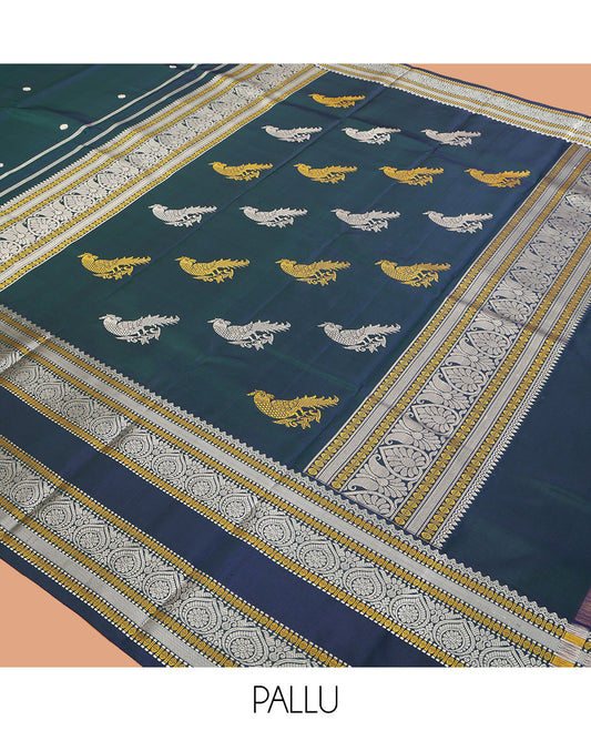 Blue Kanchipuram Chettinad Saree