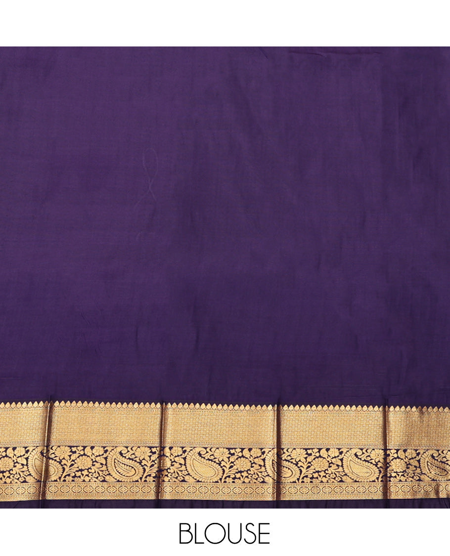 Beige Budget Silk Saree, Subtly Sparkled with Zari Buttas, Complemented by a Contrast Traditional Zari Border, Grand Pallu, and a Contrast Blouse