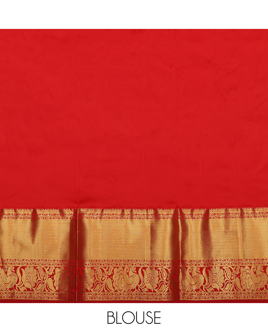 Off-White Pure Silk Navarathna Pavadai Material Set