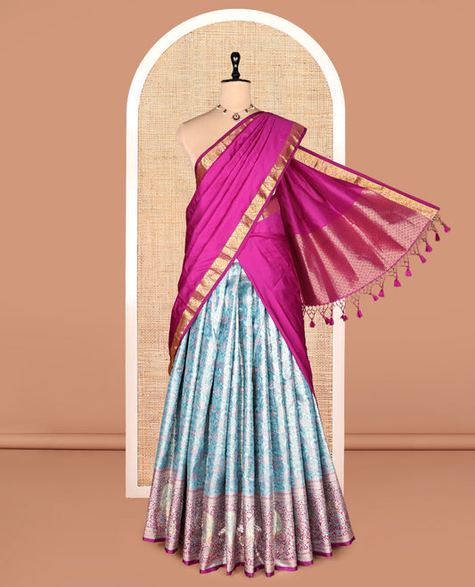 Blue Art Silk Half-Saree