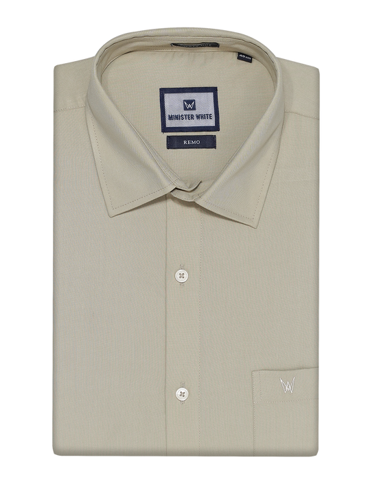 Mens Cotton Regular Fit Dark Sandal Colour Shirt Remo