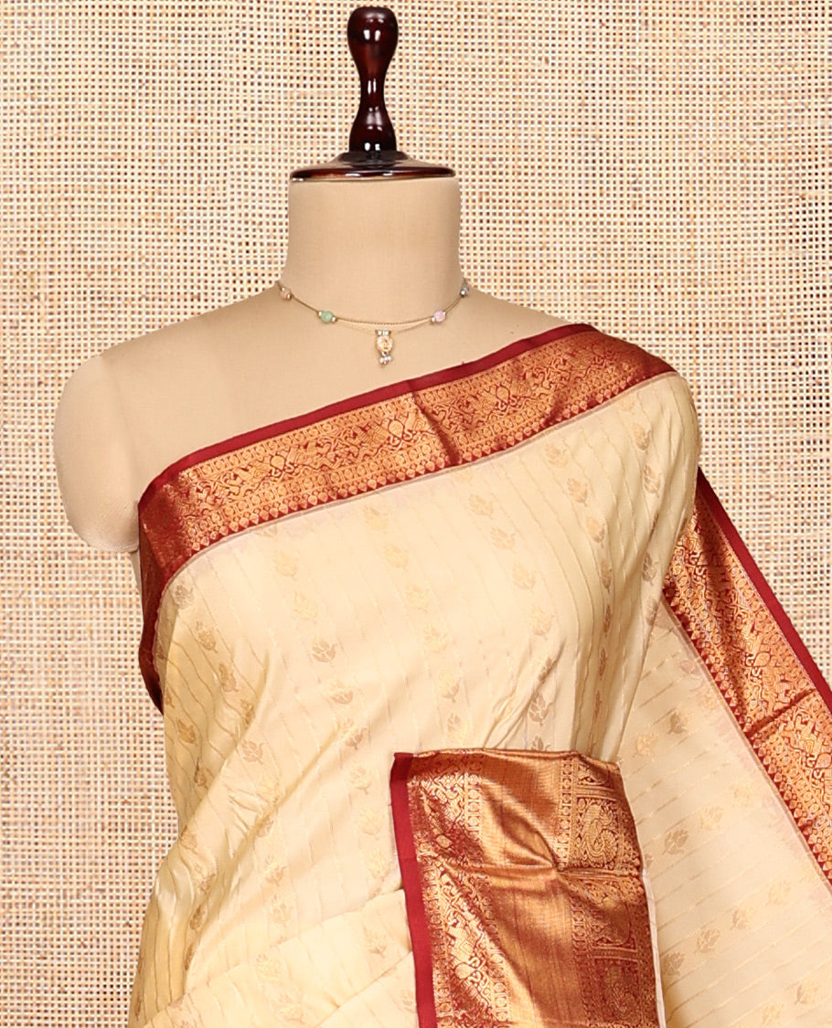 Sandal Zari Buttas Gift Saree