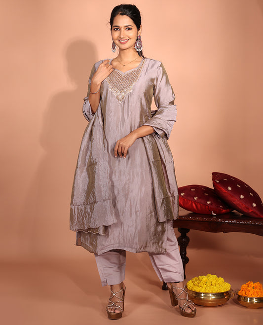 Grey Tissue Readymade Suit