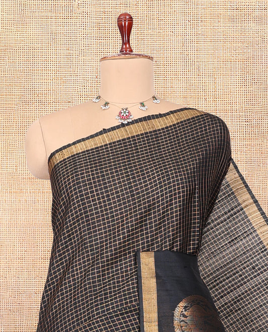 Black Dupion Saree
