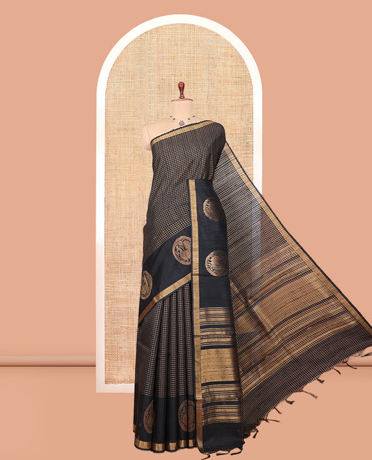 Black Dupion Saree