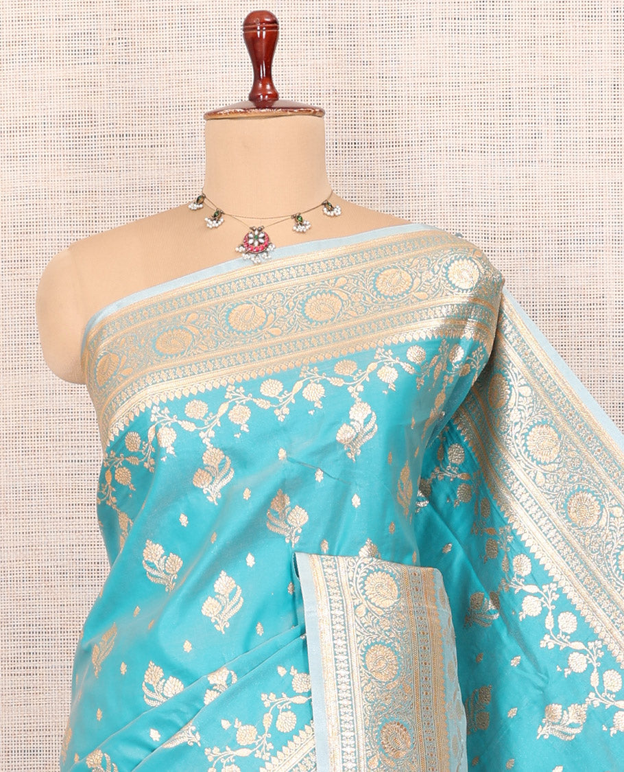 Blue Banaras Nylon Saree