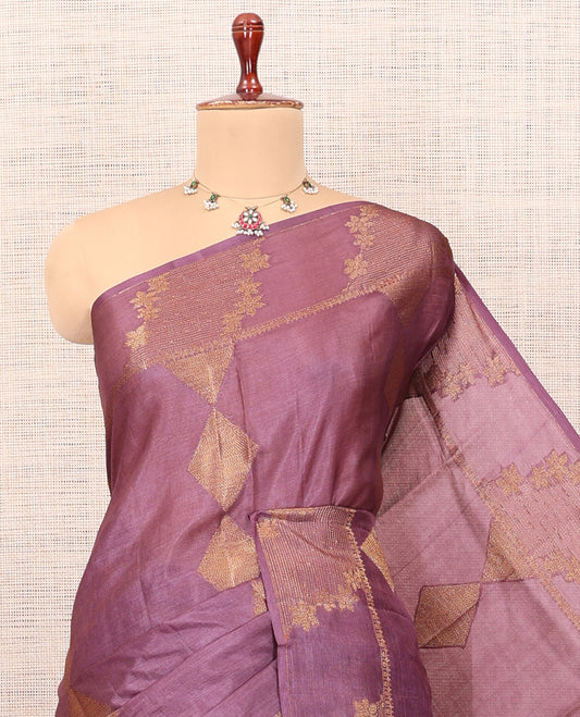 Purple Tussar Silk Saree
