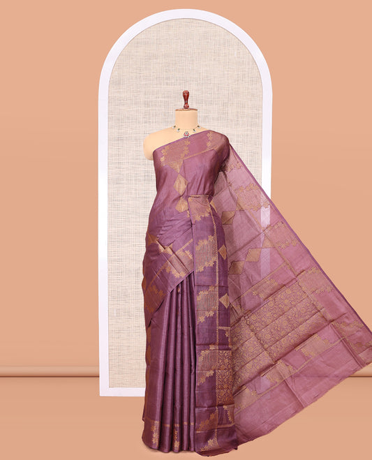 Purple Tussar Silk Saree