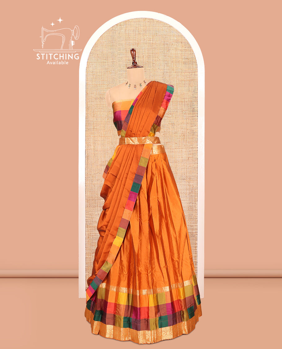 Rust Semi-Silk Half-Saree