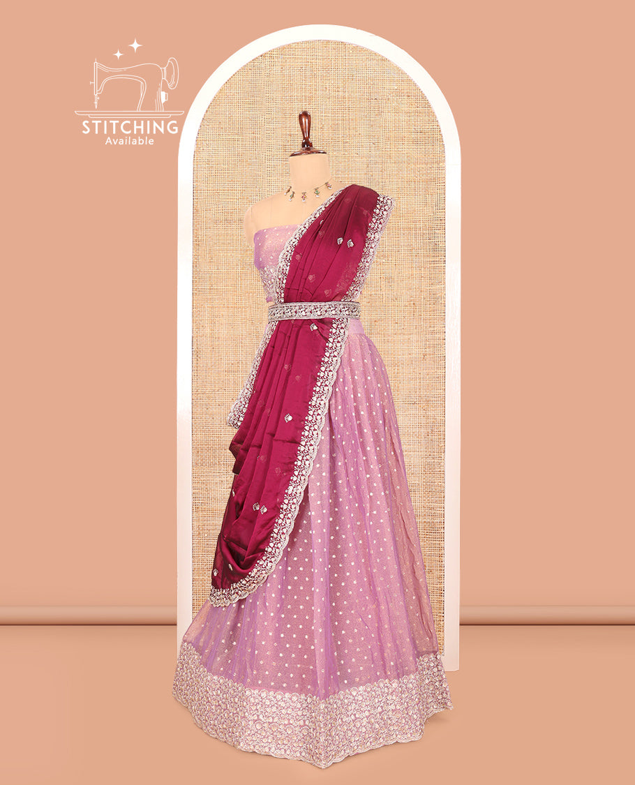 Purple Moss Organza Half-Saree