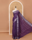 Violet  zari checked Sungudi cotton saree, zari annam motifs woven border, zari striped pallu & contrast zari checked blouse