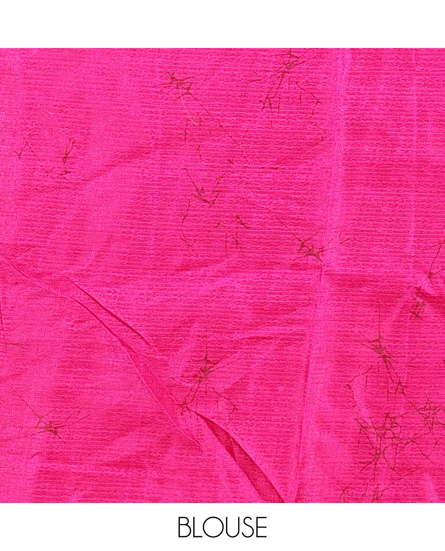 Black with pink geometrical design khadhi silk cotton saree with self border & geometrical design pallu along with plain blouse