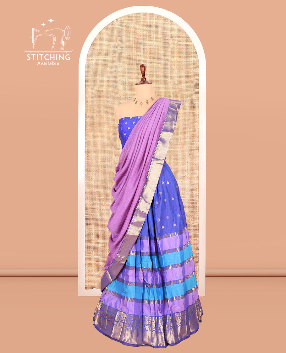 Blue Semi-Silk Half-Saree