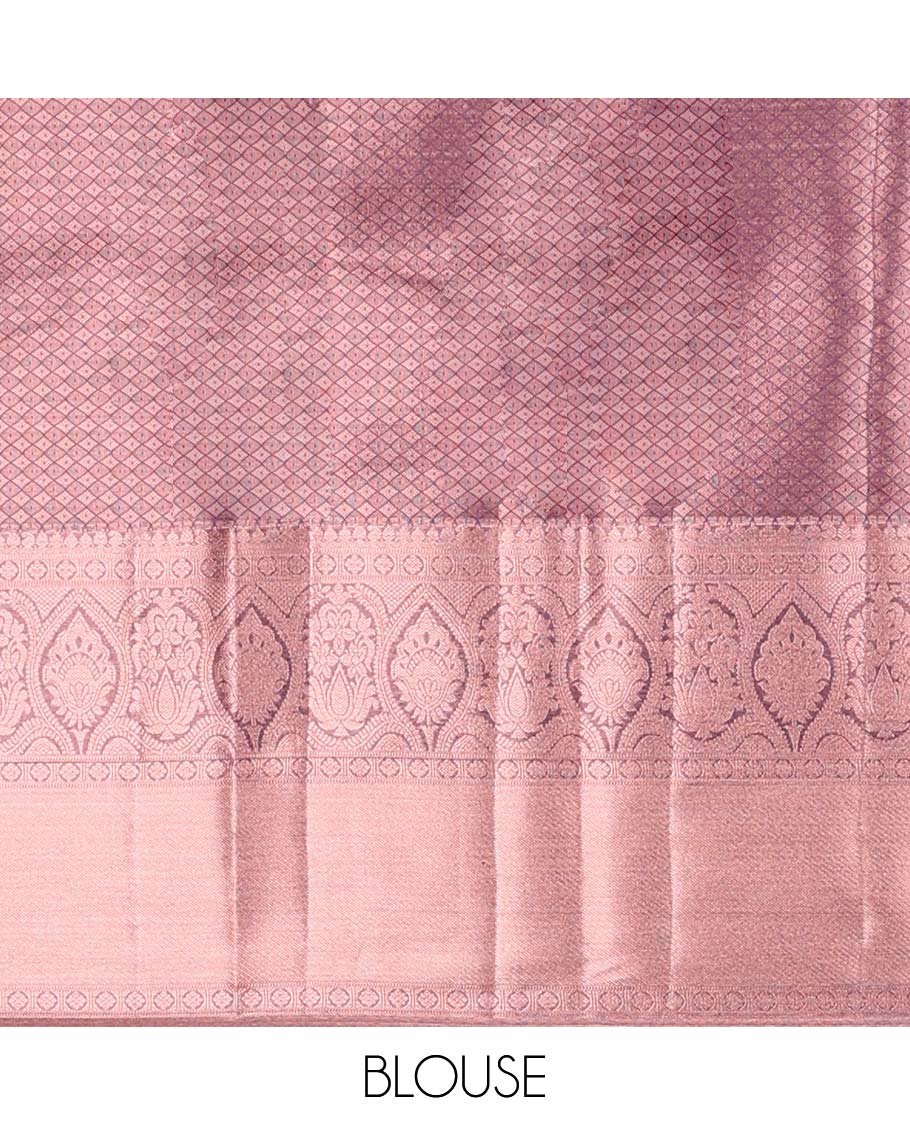 Pink budget silk saree with self zari design border & intricate zari design pallu