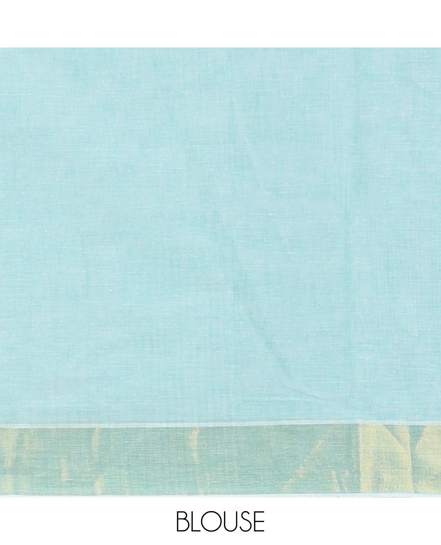 Sandal striped jute cotton saree, self-border & striped pallu