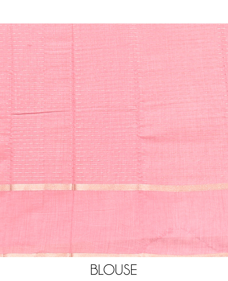 Pink Assam Silk Saree, Mesmerized with Zari Stripes, Highlighted by Zari Border, Gleaming Zari Striped Pallu, and a Matching Blouse