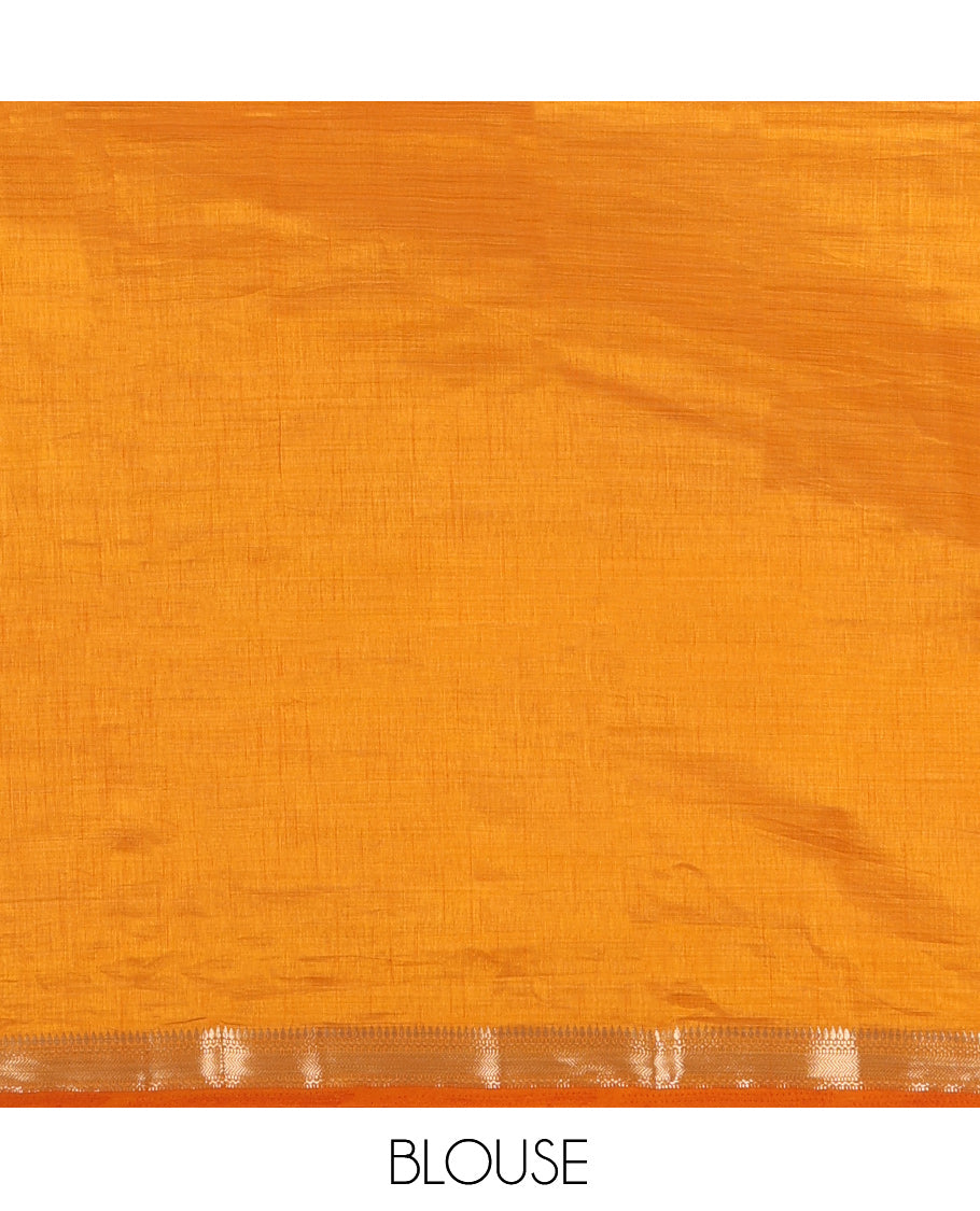 Cream-Mustard Plain Art Tussar Saree