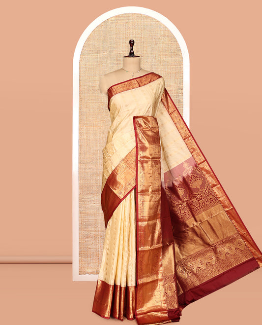 Sandal Zari Buttas Gift Saree