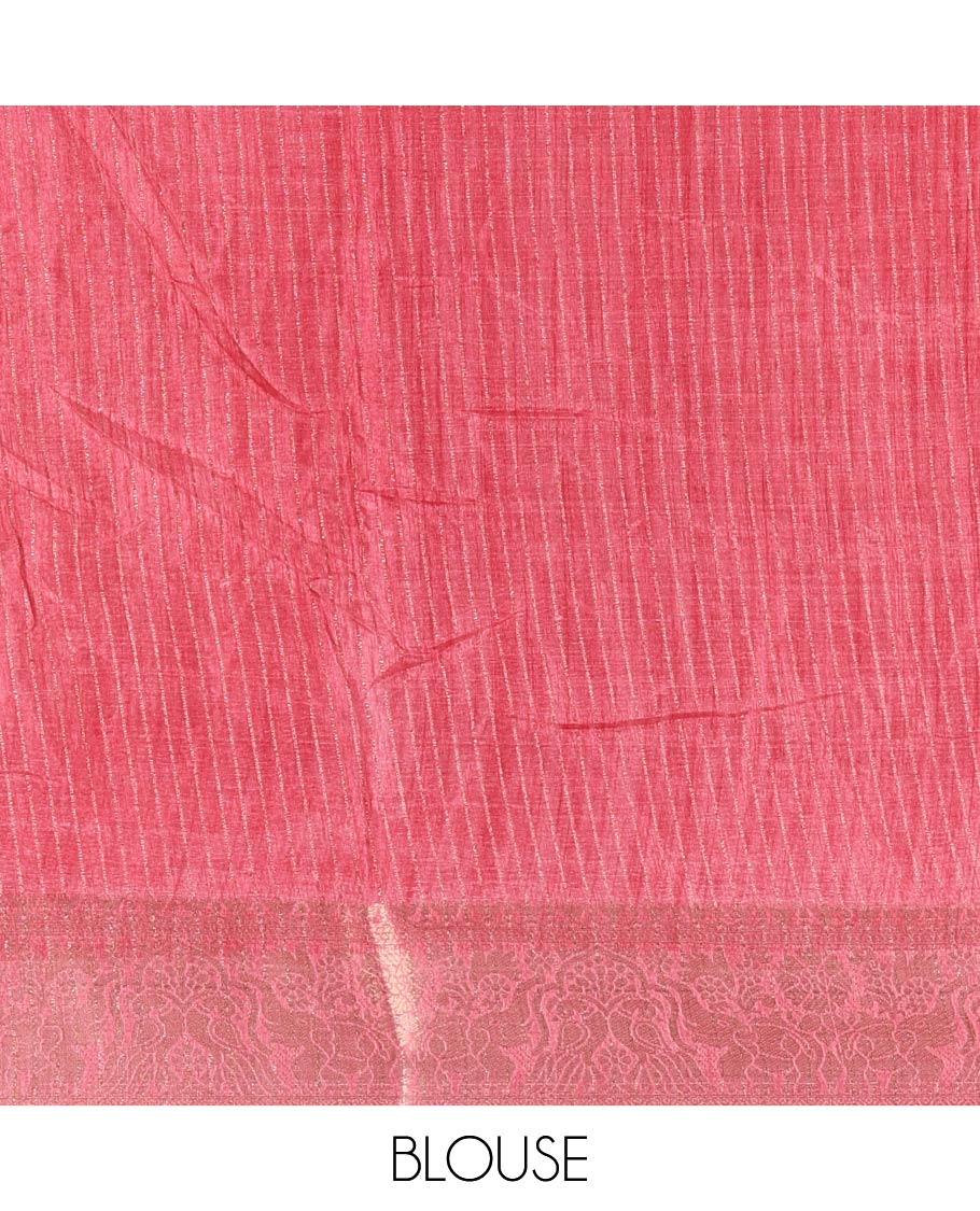 Lavender bandhani dotted trees, and deer motifs printed dola silk saree, contrast zari border, pallu of tree, and deer print, and contrast zari design blouse