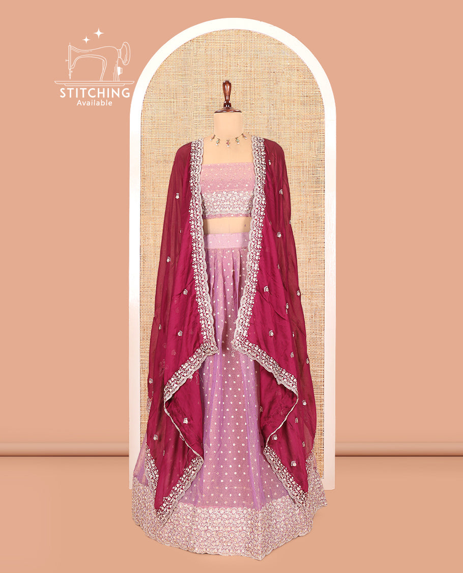 Purple Moss Organza Half-Saree
