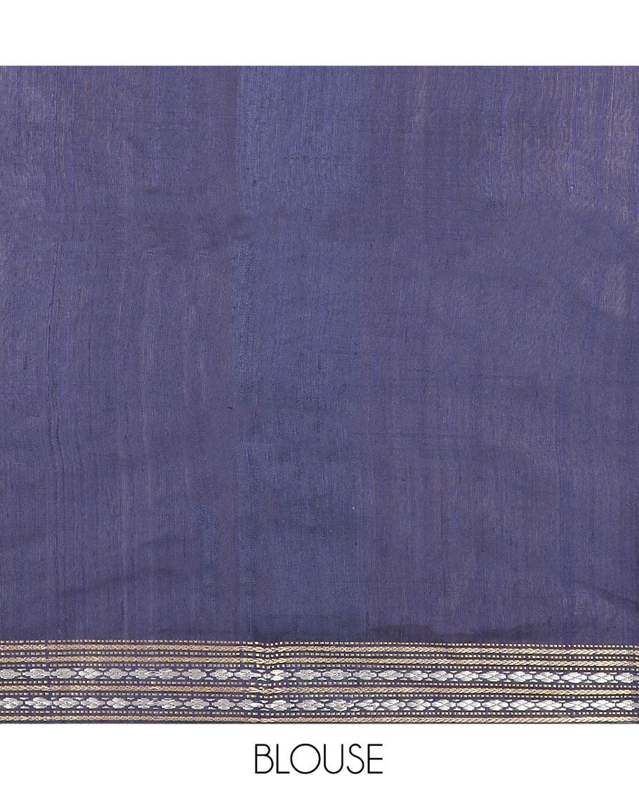 Red Plain Dupion Silk Saree, Complemented by a Contrast Temple Border  of Traditional Motifs in Thread, Pallu of Ikkat Designs, and Paired with a Contrast Blouse