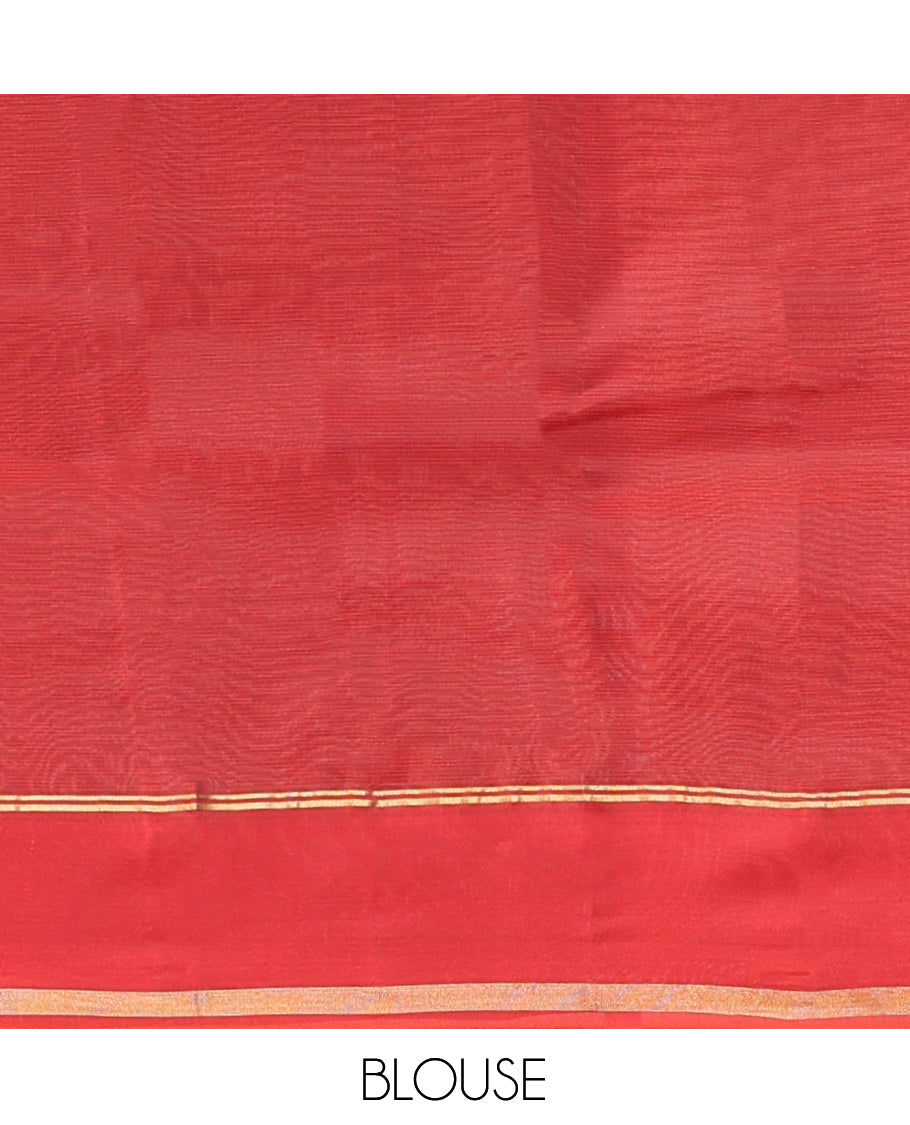 Blue Mayil Buttas Vasundhara Lite Silkmix Saree, a Contrast Mayil Border, Pallu of Vanki-Chakra, Contrast Blouse