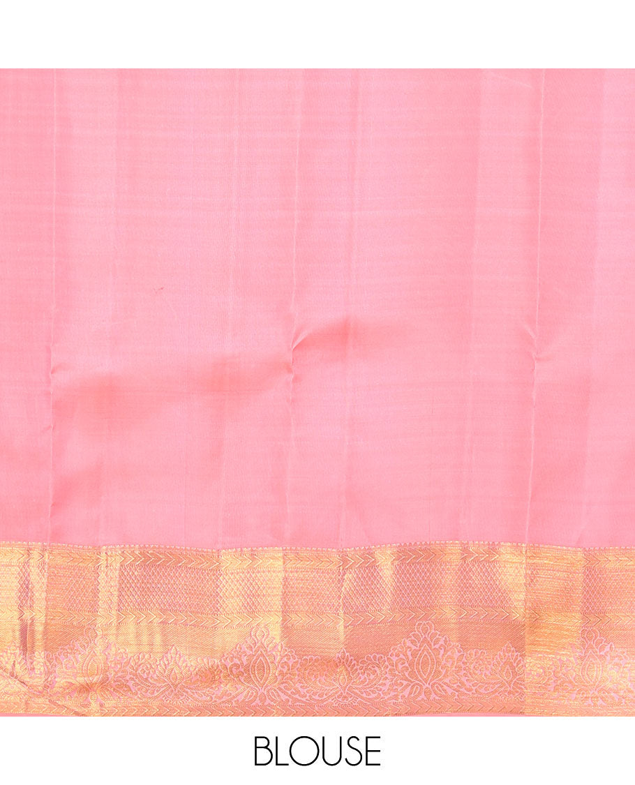 Purple  floral jacquard kancheepuram silk saree with contrast zari design border & argyle design pallu