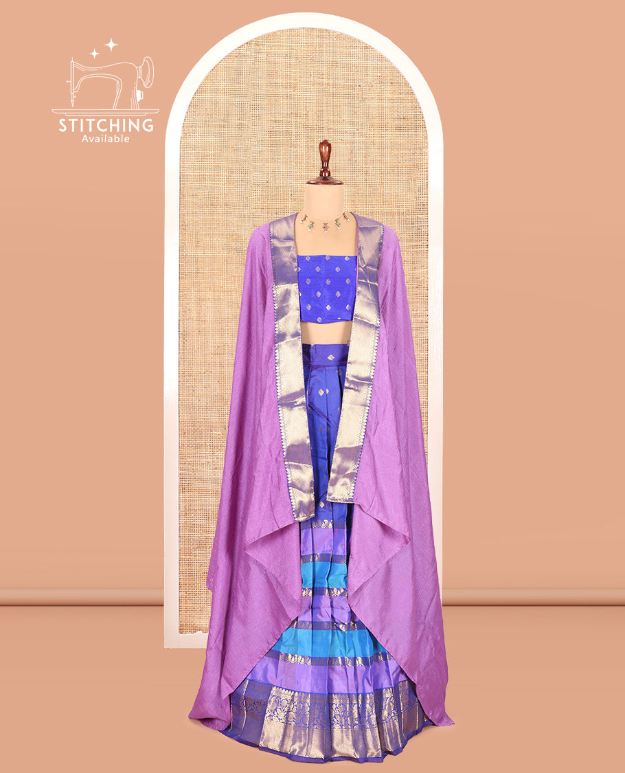Blue Semi-Silk Half-Saree