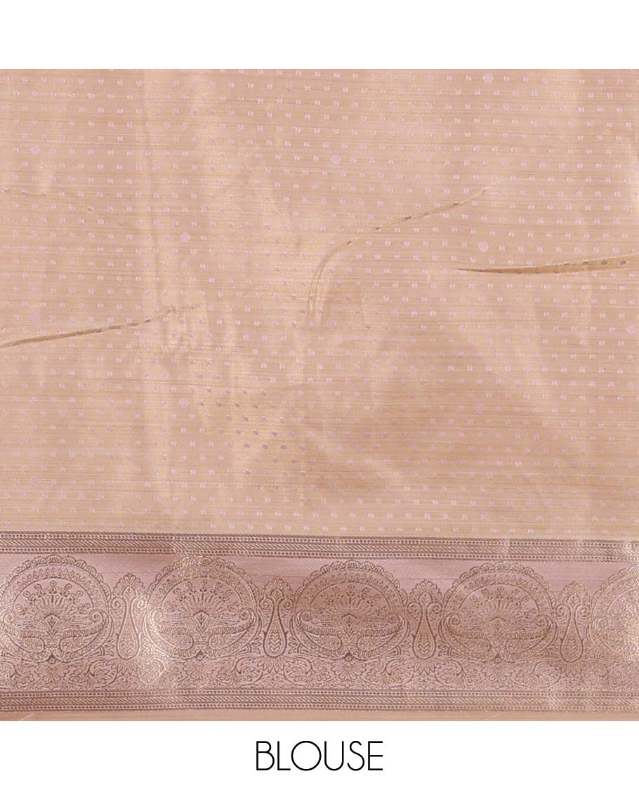 Green floral buttas half sare with contrast zari border, zari design blouse & intricate zari design dhavani