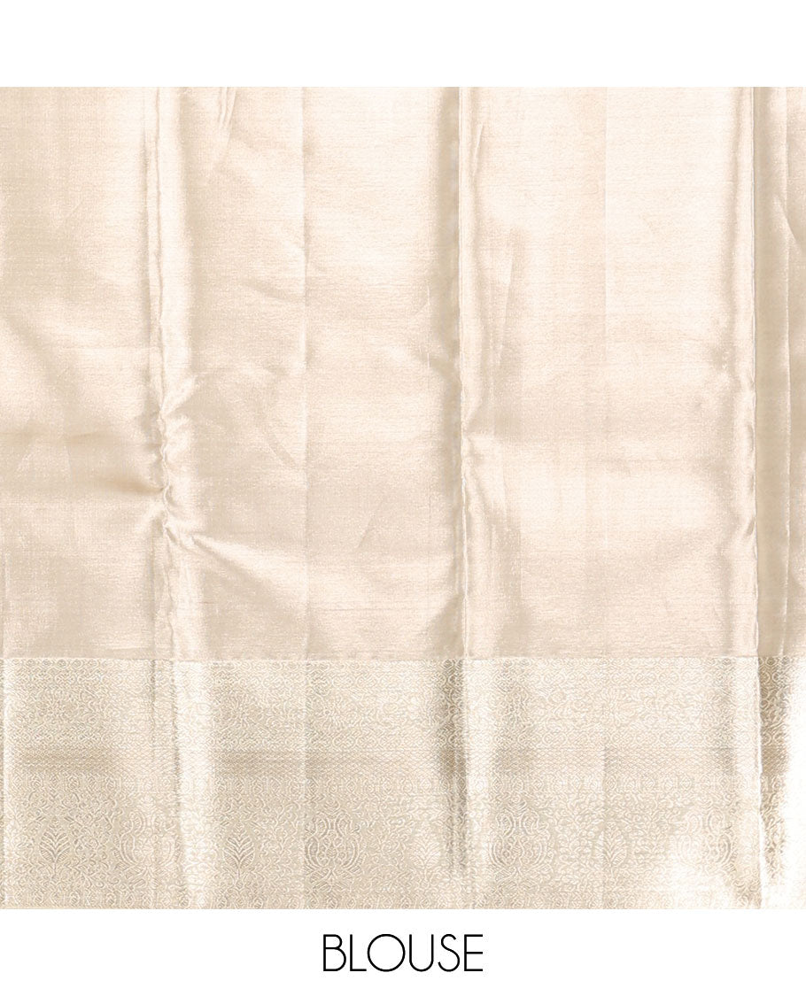 Green striped floral design kancheepuram tissue silk saree with self traditional zari border & intricate zari pallu