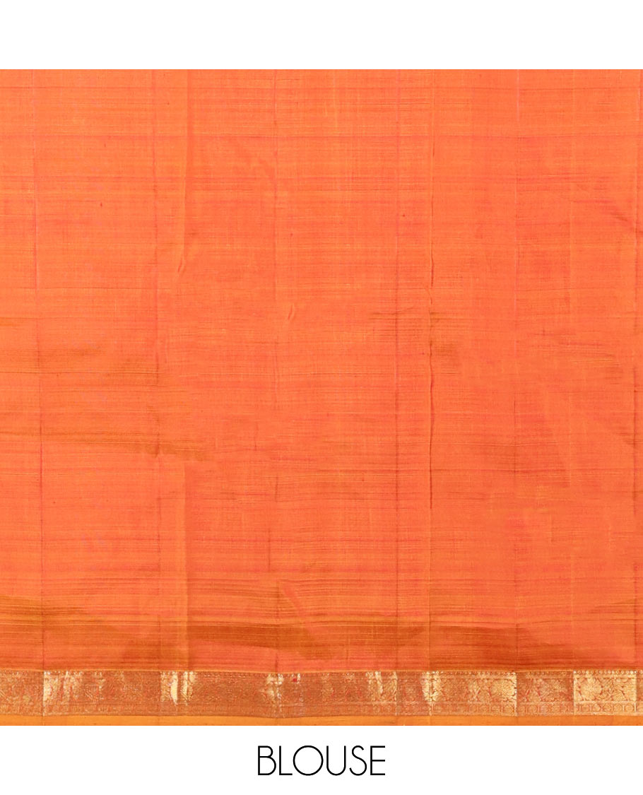 Red buttas kancheepuram silk saree with contrast zari design border & checked zari design pallu