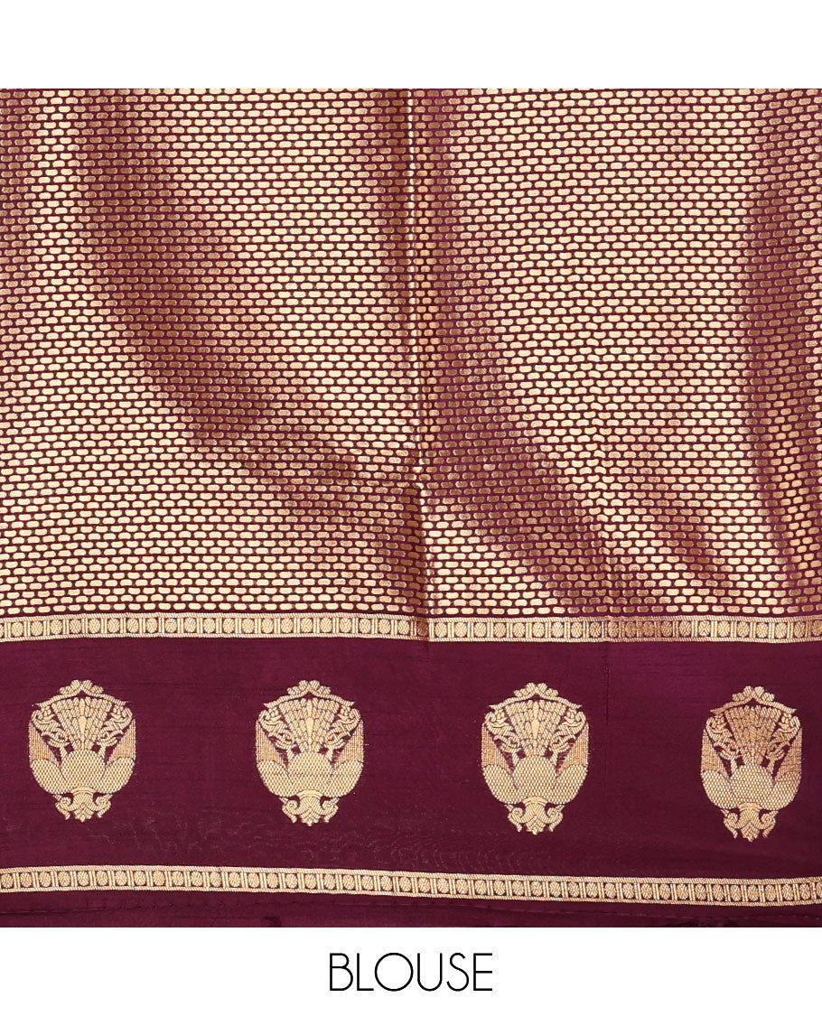 Sea blue peacock buttas dola silk saree, contrast rudraksham & iruthalai pakshi border, intricate pallu & contrast jacquard blouse