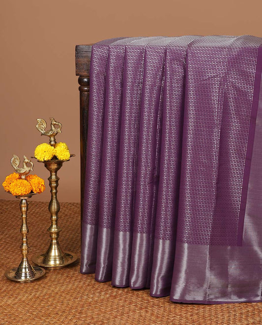 Purple zari weaving design soft silk saree with zari bawanchi border & weaving rich pallu along with brocade design blouse