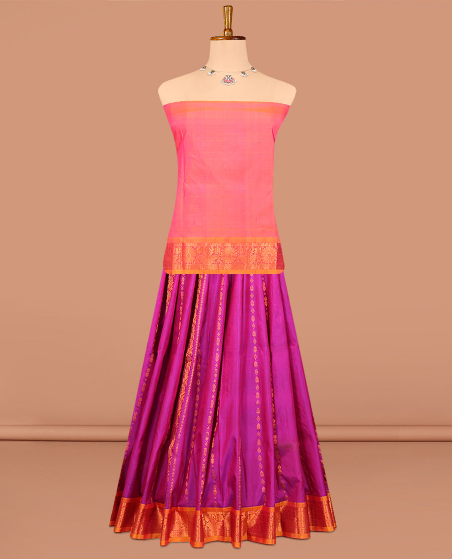 Pink Pure-Silk Half-Saree