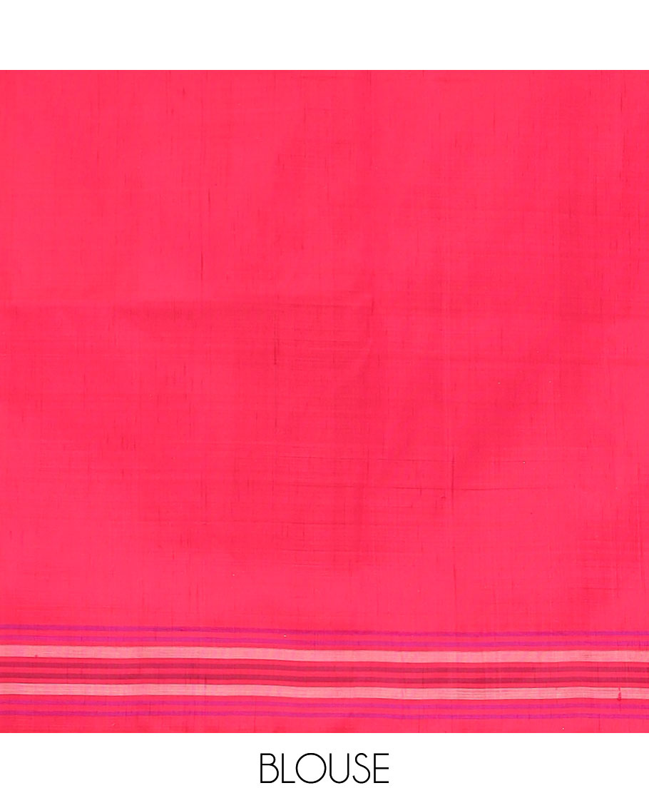 Cream animal motifs ikkat saree with contrast striped border & floral, animal deisgn pallu