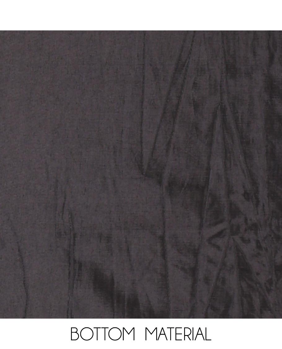 Black and blue material churidar set, neck leaf print with mirror work Vichitra silk top, plain santoon bottom, and leaf printed shimmer georgette dupatta