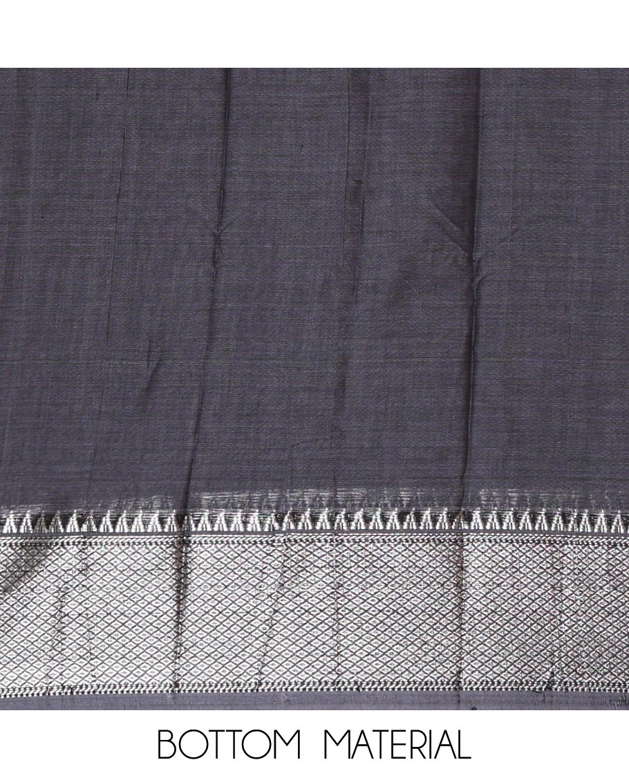 Dark grey material chudidar set,traditional zari border mercerized cotton top, matching mercerized cotton bottom & traditional border dupatta